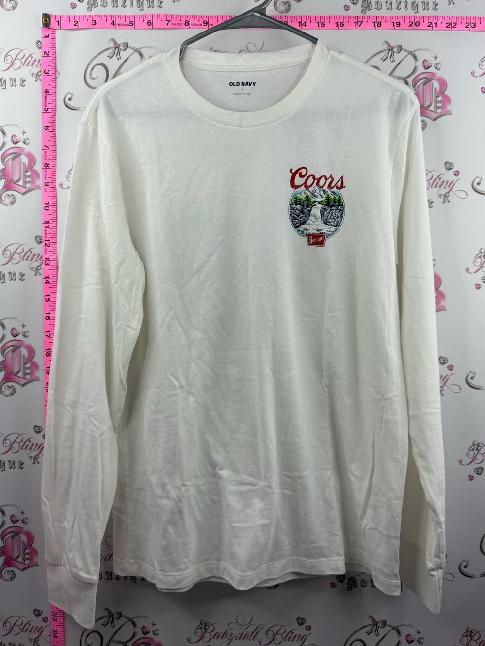 Old Navy coors banquet beer shirt White Coors Graphic Long-Sleeve Tee